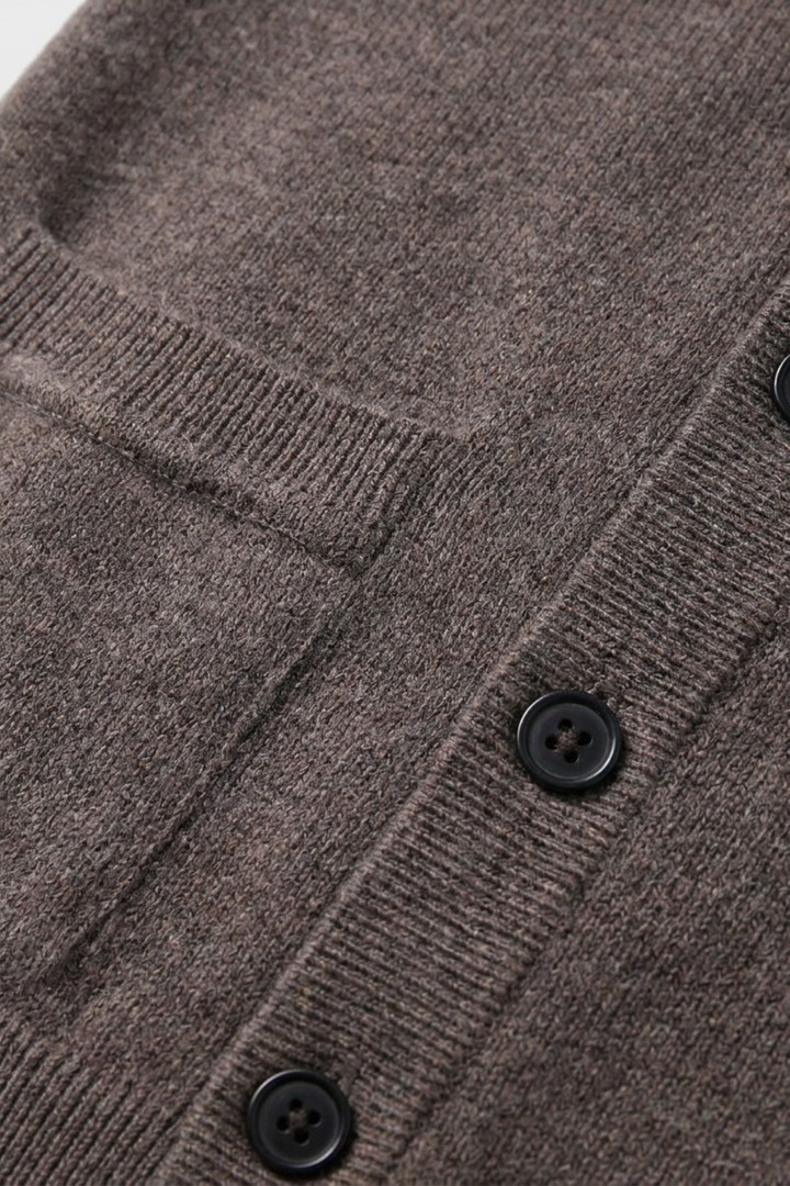 Men's Knitted Vest with V-Neck and Button Placket