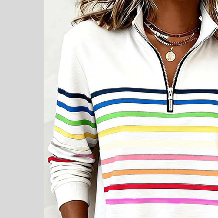 Sanne™ | Colorful Striped Sweater with Quarter Zip