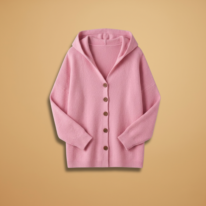 Women's Cardigan with Hood and Button Closure