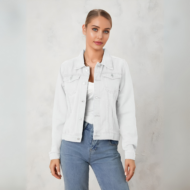 Buttoned Women's Denim Jacket - Casual and Versatile
