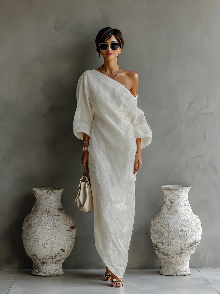 One Shoulder Flowy Maxi Dress