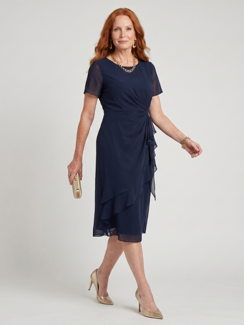 Eira Short Sleeve Layered Hem Midi Dress - Elena Harper