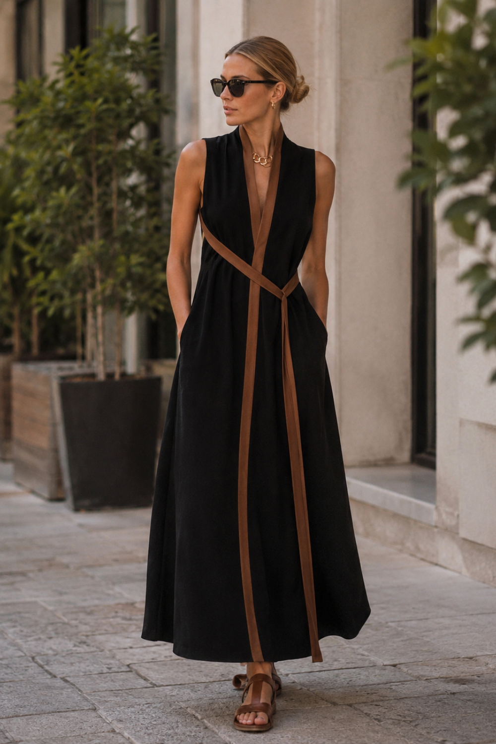 Women's Maxi Dress Contrast | Sleeveless
