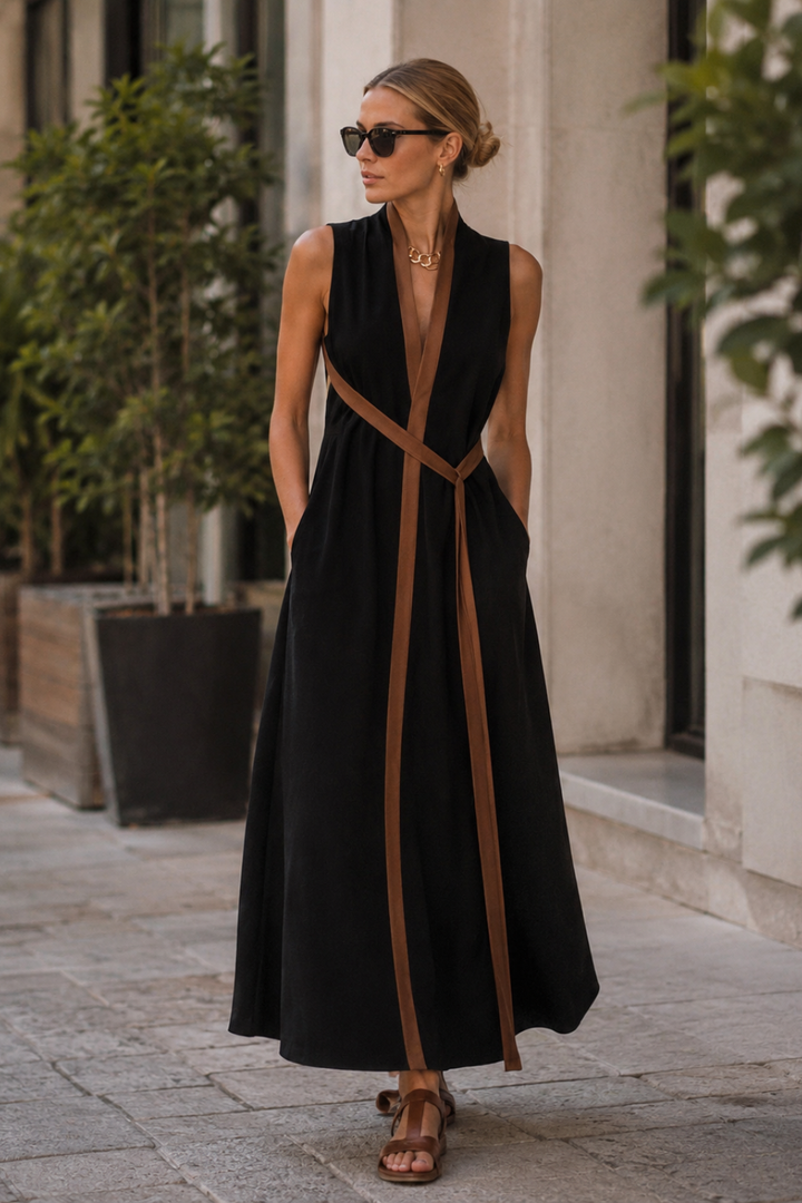 Women's Maxi Dress Contrast | Sleeveless
