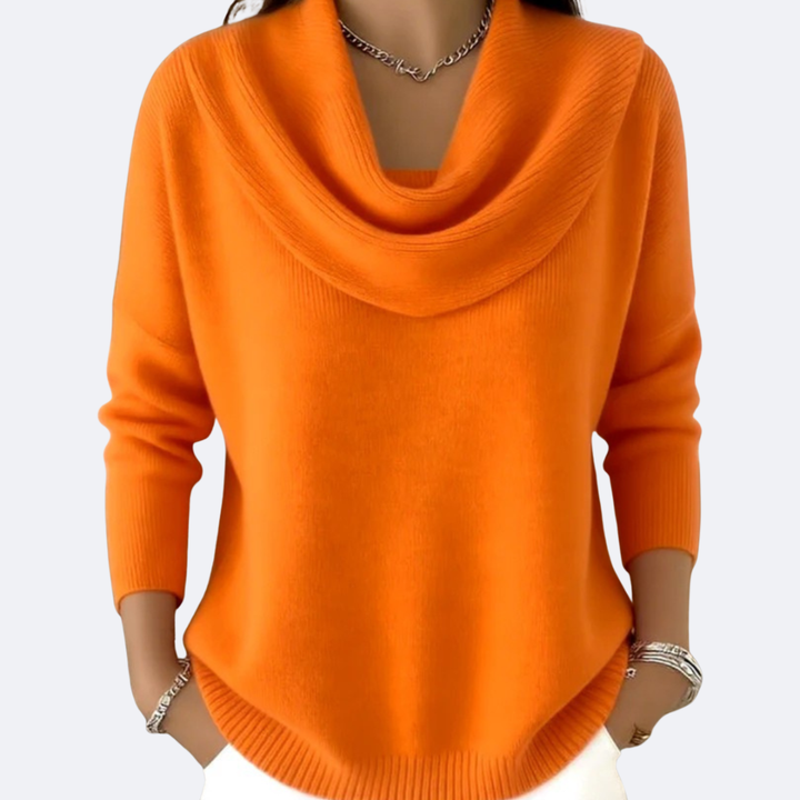 GIULIA Cozy Sweater with Ruffled Neck, view 8 - Elena Harper