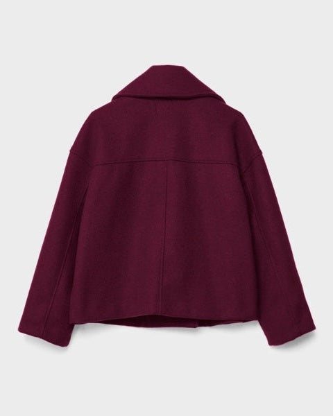 Short Women's Wool Cross Coat - Minimalist and Elegant
