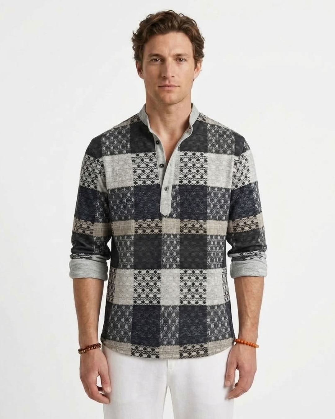 Textured Polo with 3D Print, view 4 - Elena Harper
