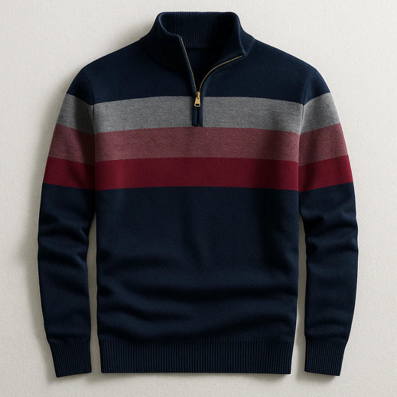 Elston Midweight Cotton Quarter Zip Sweater with Clean Lines for Men - Elena Harper