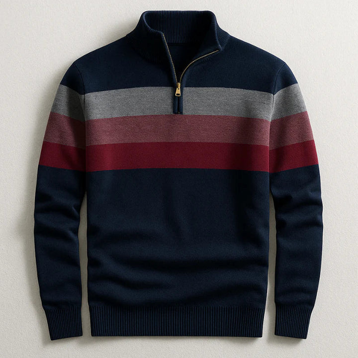 Elston Midweight Cotton Quarter Zip Sweater with Clean Lines for Men - Elena Harper