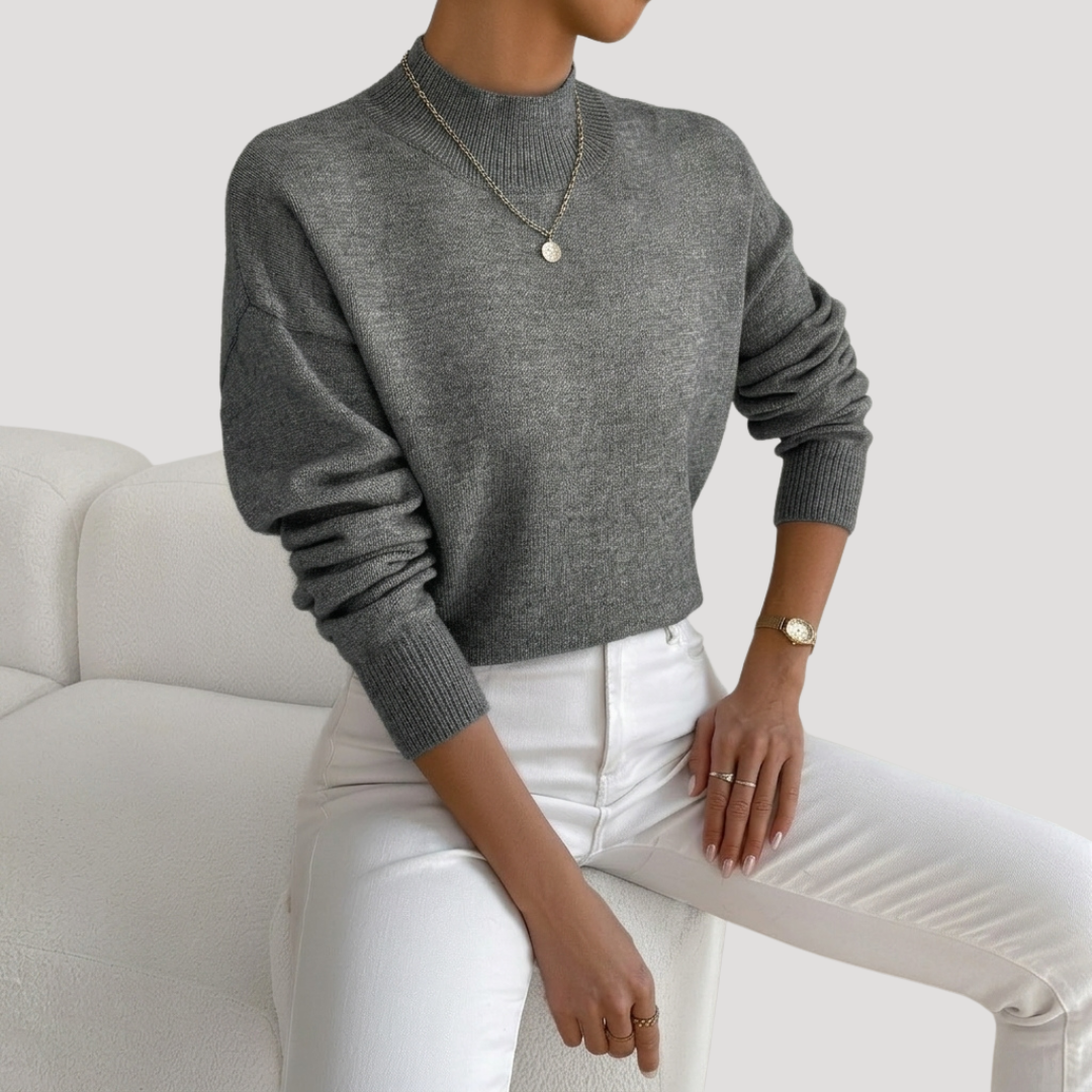 Women's High Neck Sweater with Long Sleeves