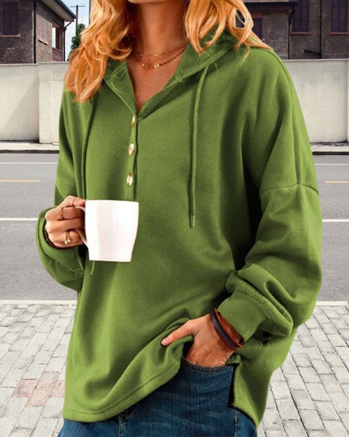 Hoodie with Button Placket Luna, view 10 - Elena Harper