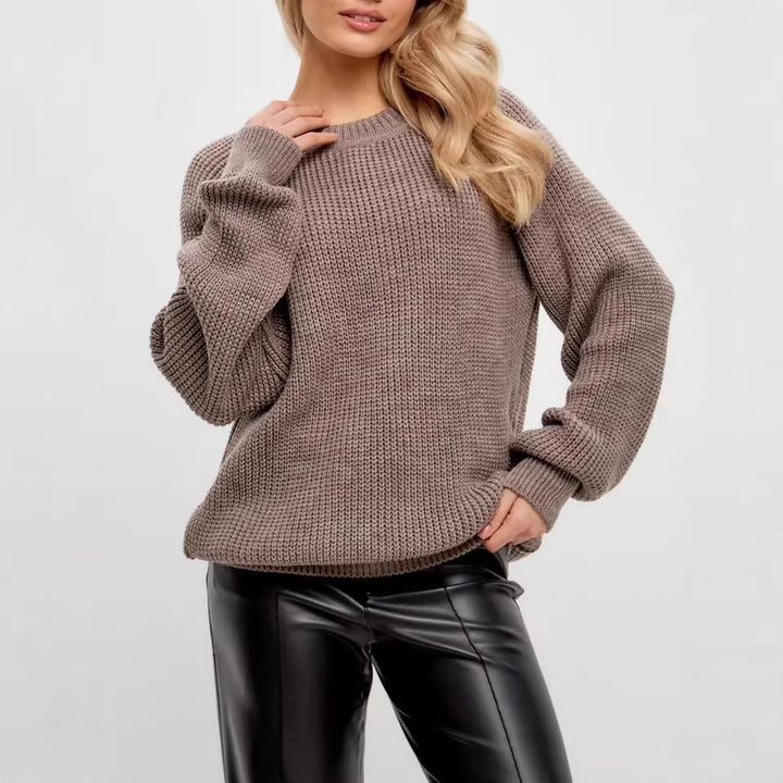 Women's Solid Knit Sweater - Comfortable and Warm Fit