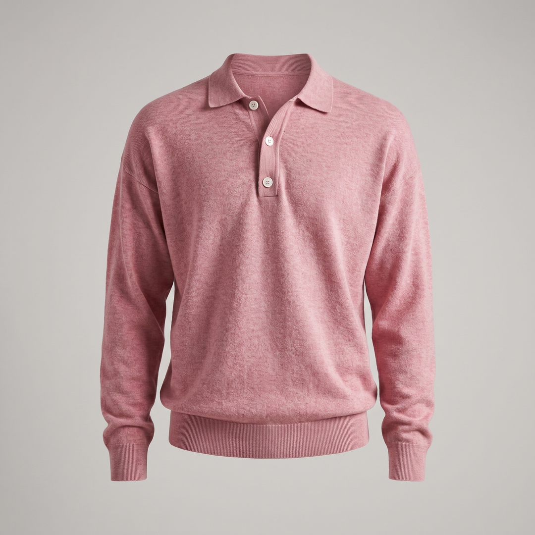 Niklas Elegant Men's Polo Shirt Made of Soft Wool-Cotton Blend, view 2 - Elena Harper