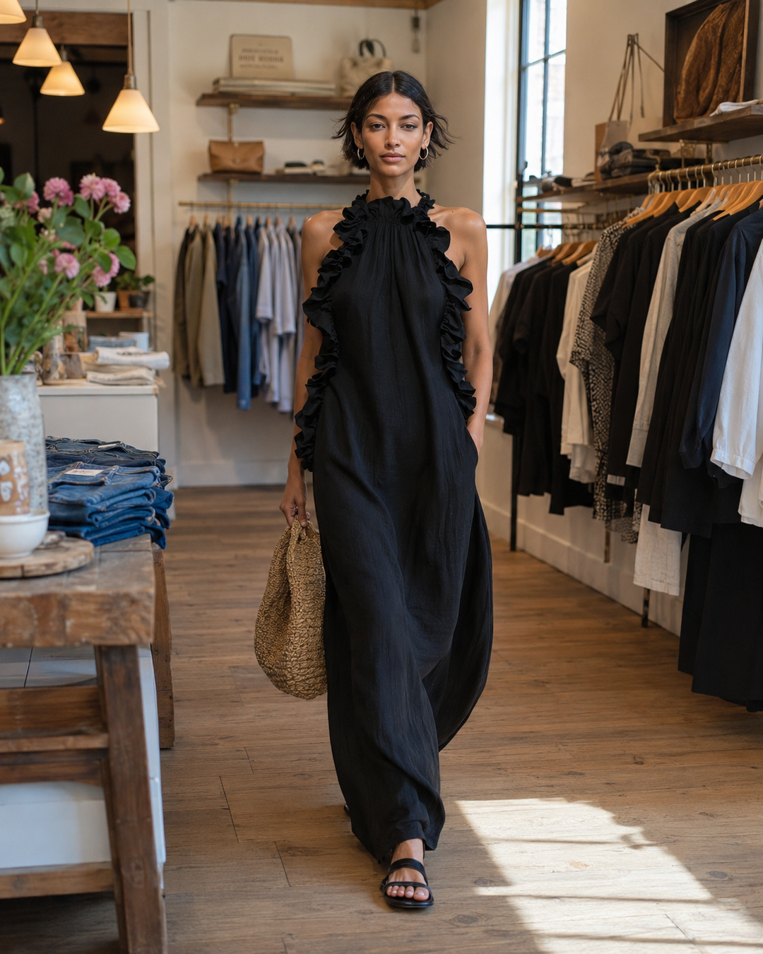 Isolde™ | Belly-Covering Maxi Dress with Ruffles