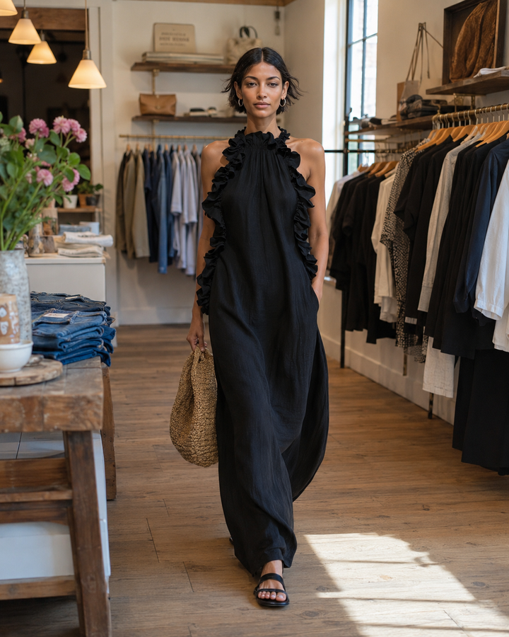 Isolde™ | Belly-Covering Maxi Dress with Ruffles