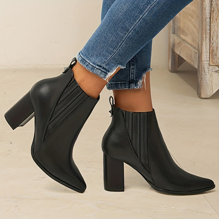 Olivia | Elegant Pointed-Toe Ankle Boots with Block Heel