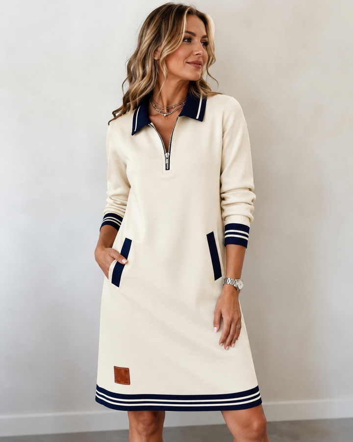 Elina™ | Belly-Covering Polo Dress with Zipper