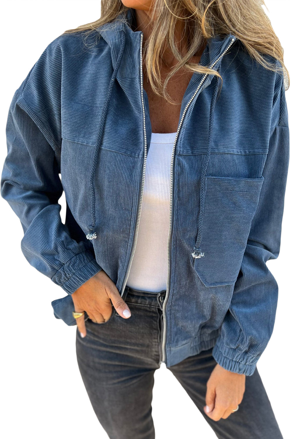 Fiona – Casual Corduroy Jacket with Hood for a Relaxed Style