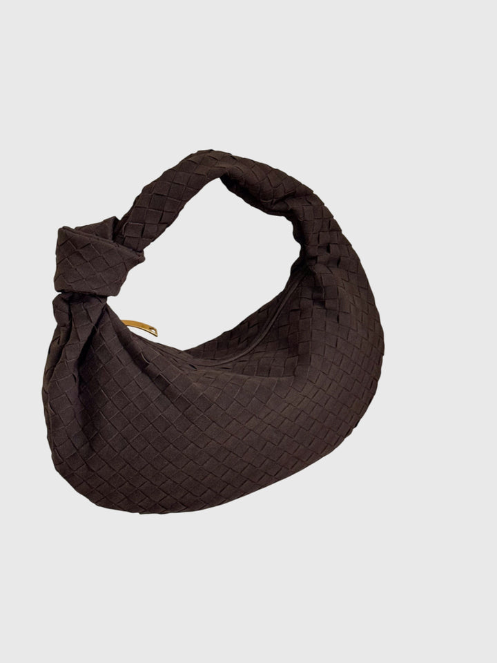 Medium Women's Braided Suede Bag – Elegant Everyday Knotted Style