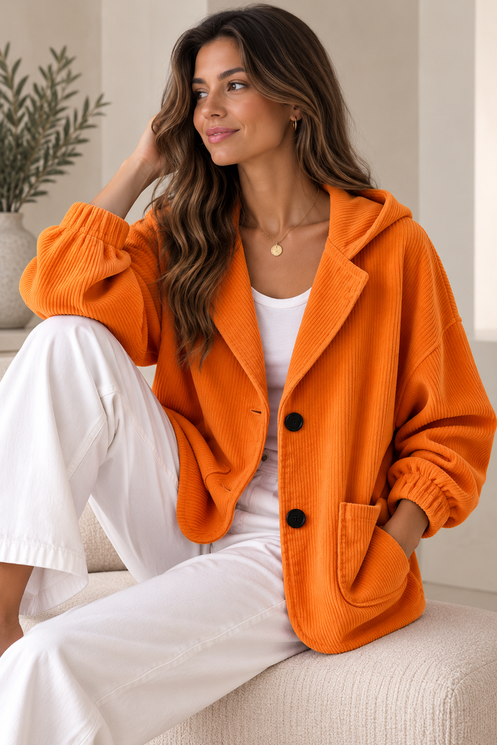 Women's Oversized Corduroy Hooded Jacket