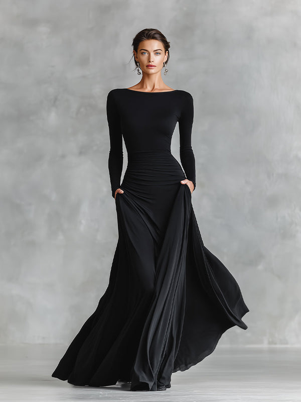 Hestia - Elegant Maxi Dress with Flowing Pleats