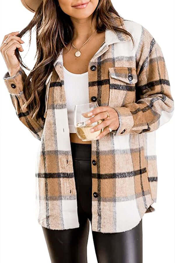Women's Loose Fit Checked Blouse - Elena Harper