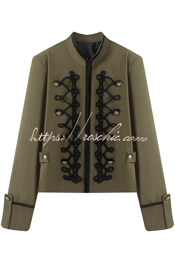 French Romantic Metal Button-down Long Sleeve Napoleon Jacket