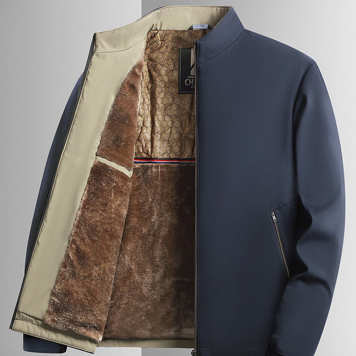 Men's Warm Zip-Up Jacket with High Collar