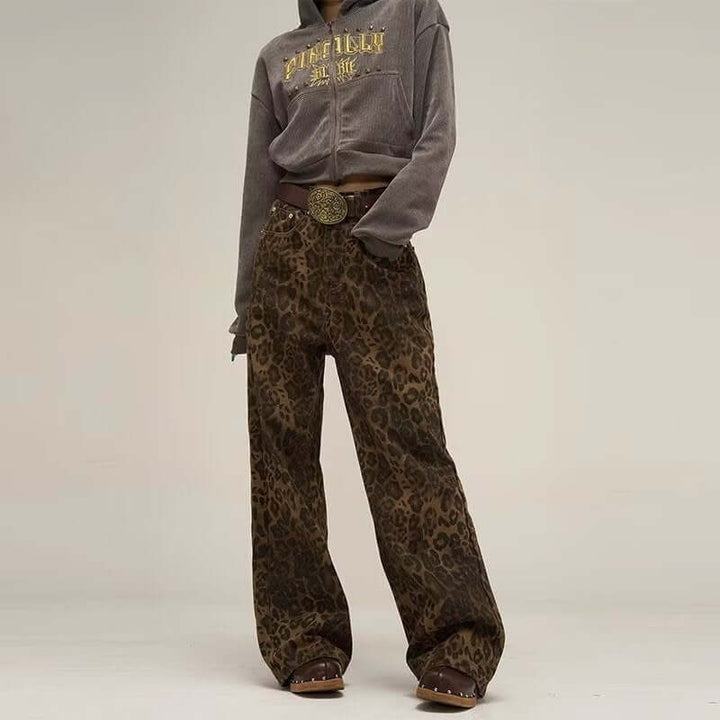 Leopard Print Jeans Stylish & Comfortable Women's Denim - Elena Harper