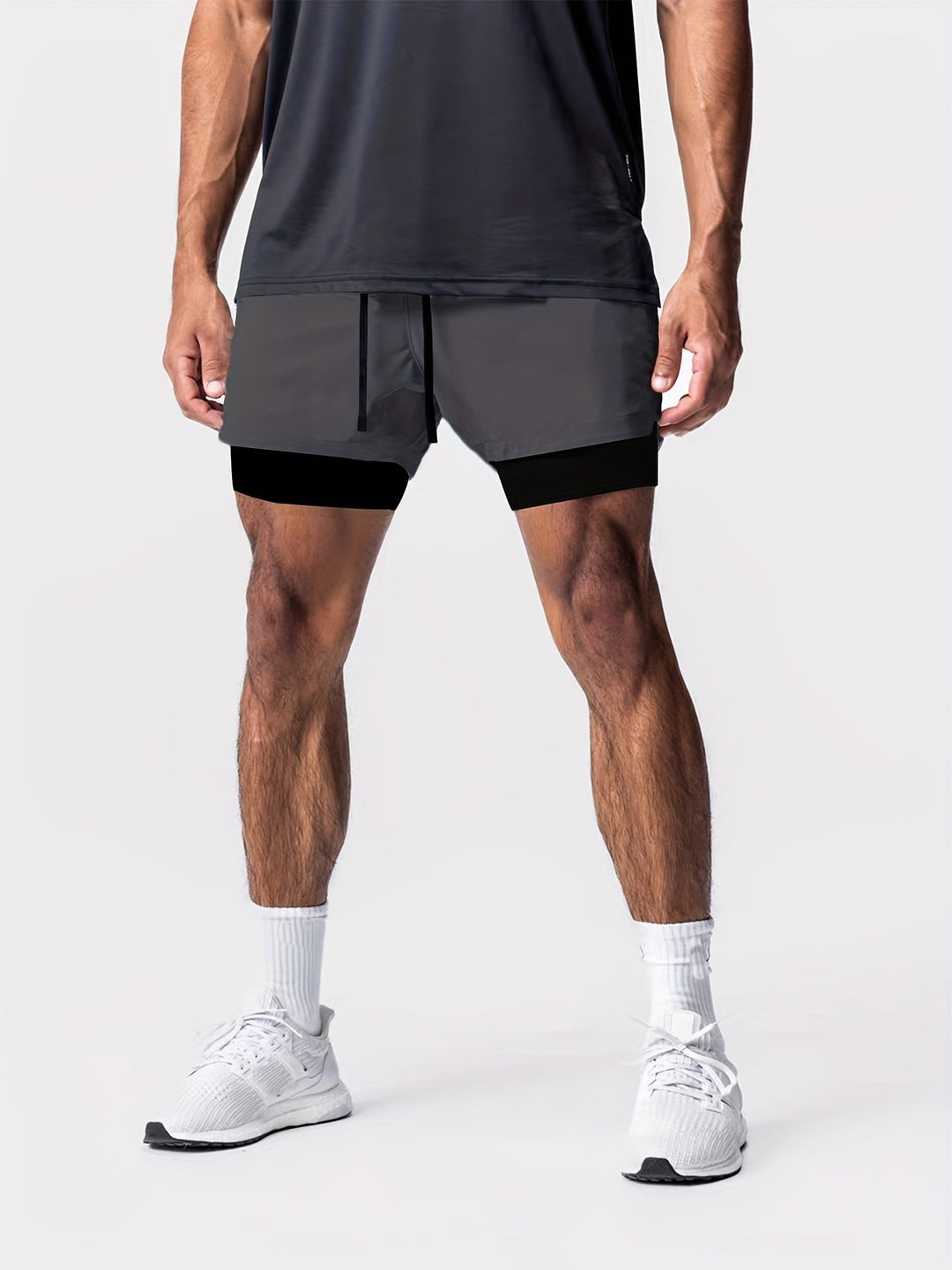 Men's Montarello 2-in-1 Sports Shorts with Compression Liner and Zipper Pocket
