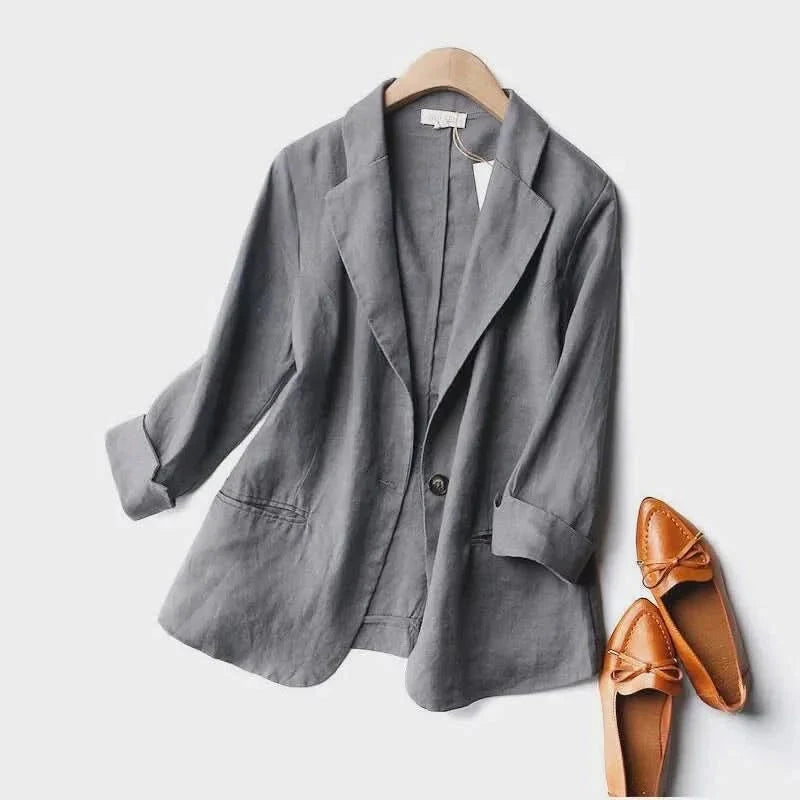 Alena Elegant and Airy Linen Blazer, view 2 - Elena Harper