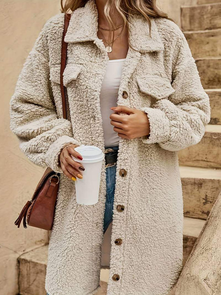 Catherine Chic Long Teddy Coat, view 3 - Elena Harper
