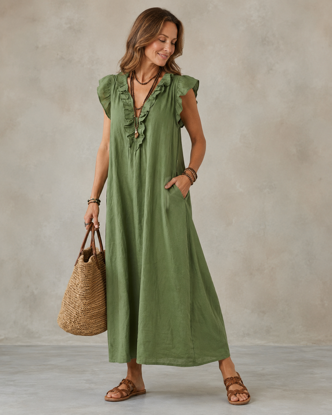 Renata™ | Elegant Belly-Hiding Dress with Ruffles