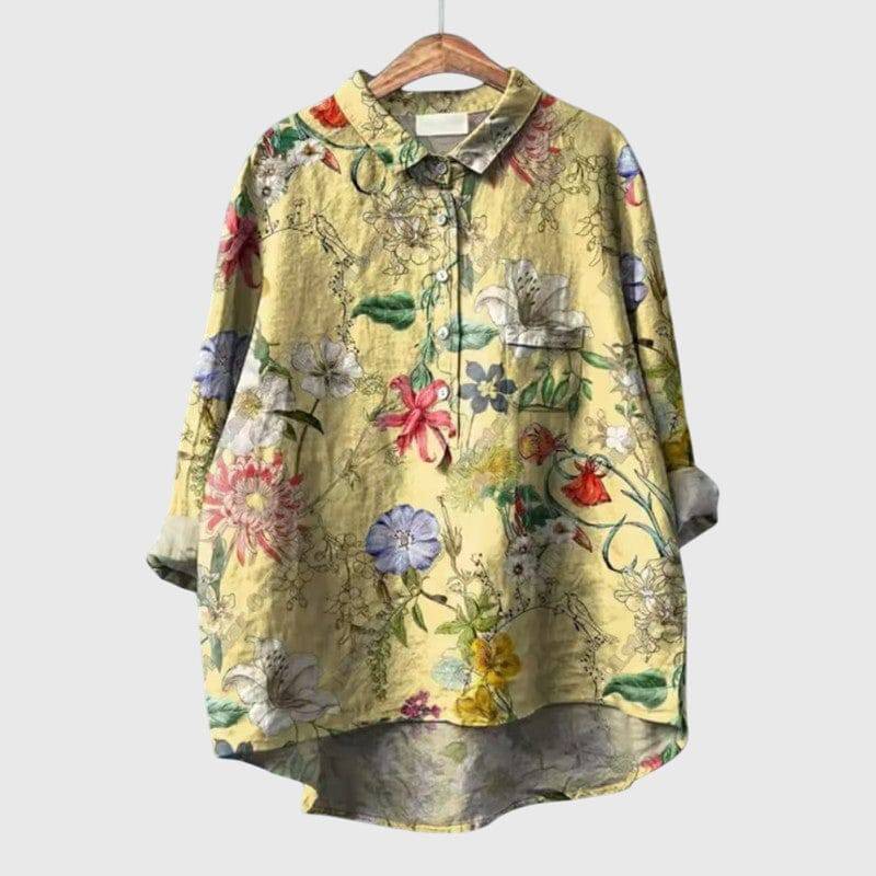 Elegant Linnea™ blouse by Emma & Rose Cape Town, featuring a stylish design and lightweight fabric, shown on a hanger.