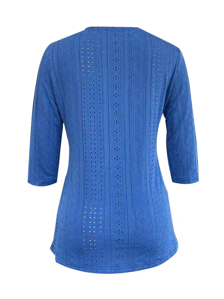 Leyana Top with Contrasting Lace Decoration and Buttons, view 5 - Elena Harper