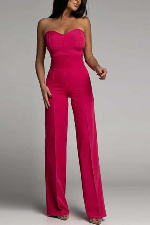 Strapless Flared Leg Jumpsuit, view 4 - Elena Harper