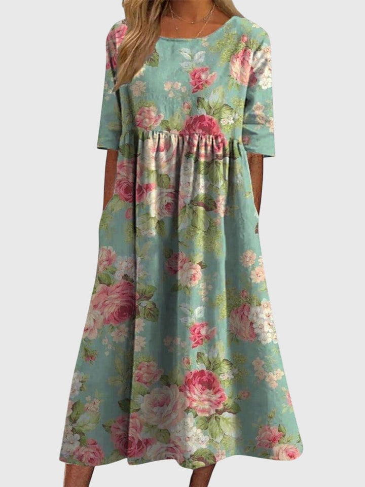 Djala™ flattering women's dress by Emma & Rose Cape Town, stylish dress with elegant fit and vibrant fabric, front view.