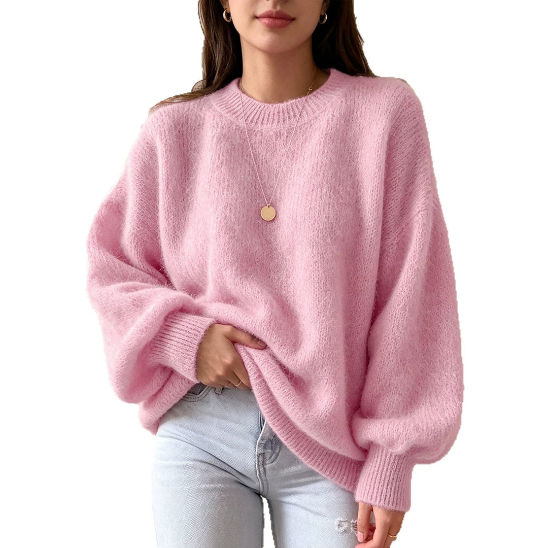 Women's Oversized Round Neck Sweater - Soft and Comfortable