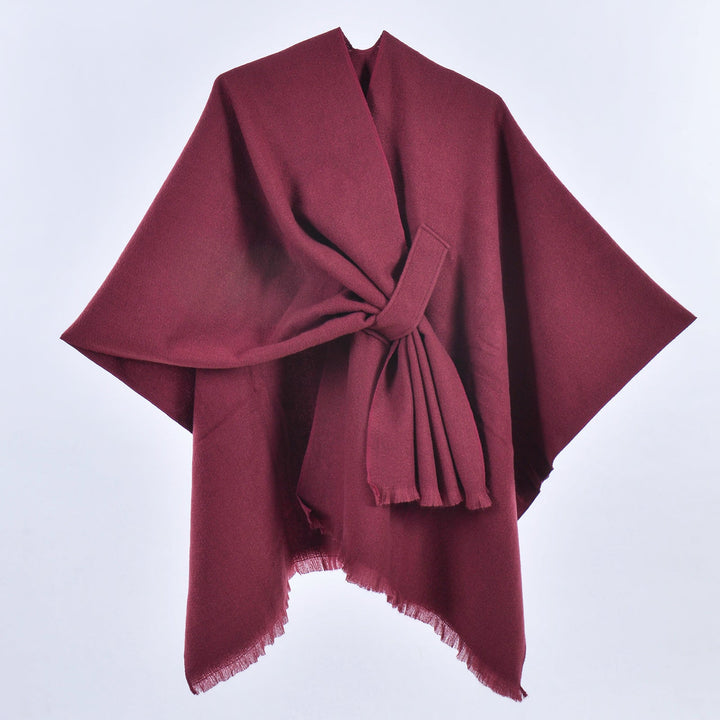 Women's Solid Color Poncho - Minimalist and Elegant