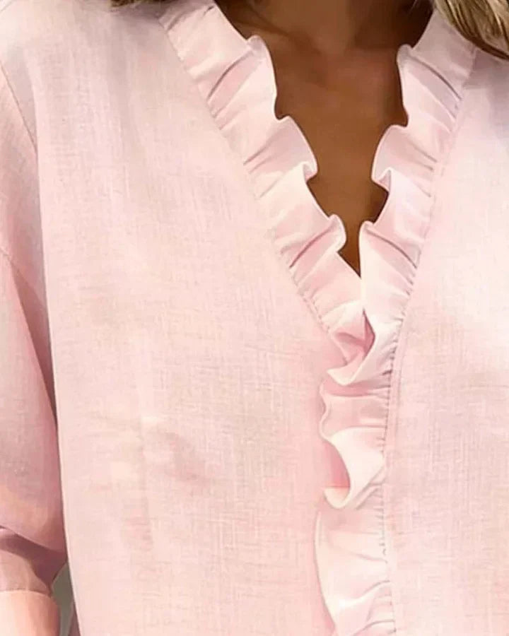 Yvonne™  |  V-neck Blouse Ruffles