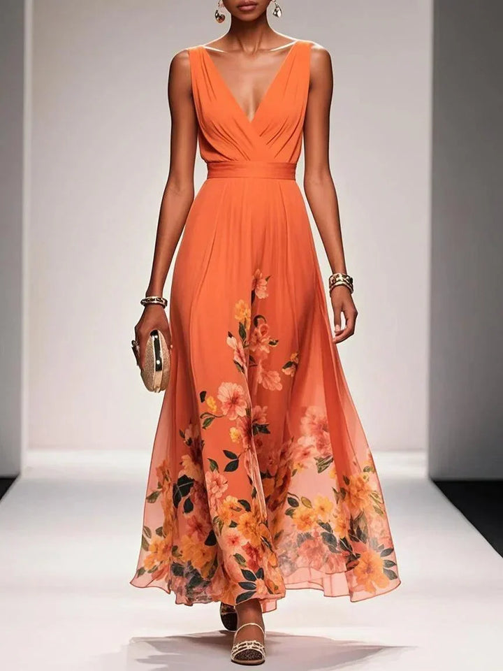 Carolin | Women's Floral Chiffon Summer Maxi Dress
