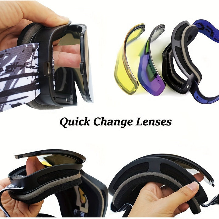 Ski & Snowboard Goggles 25’ - Magnetic Lens and Wind Protection - AlpineGlide - TP - Essential