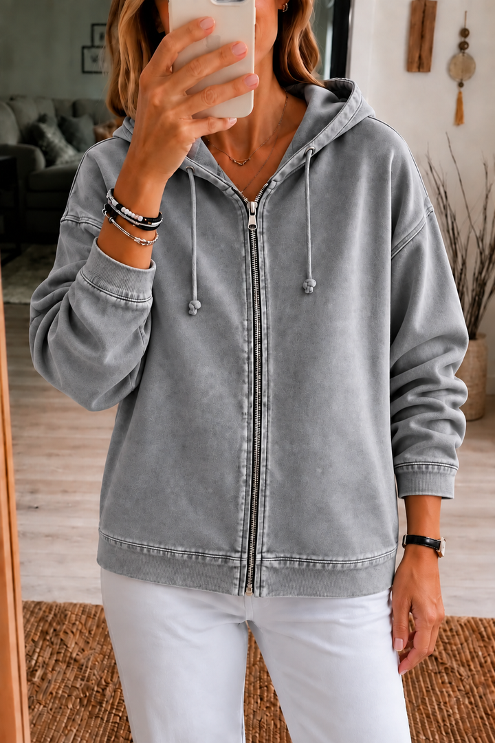 Jessica | Casual Zip-Up Hoodie with Washed Finish