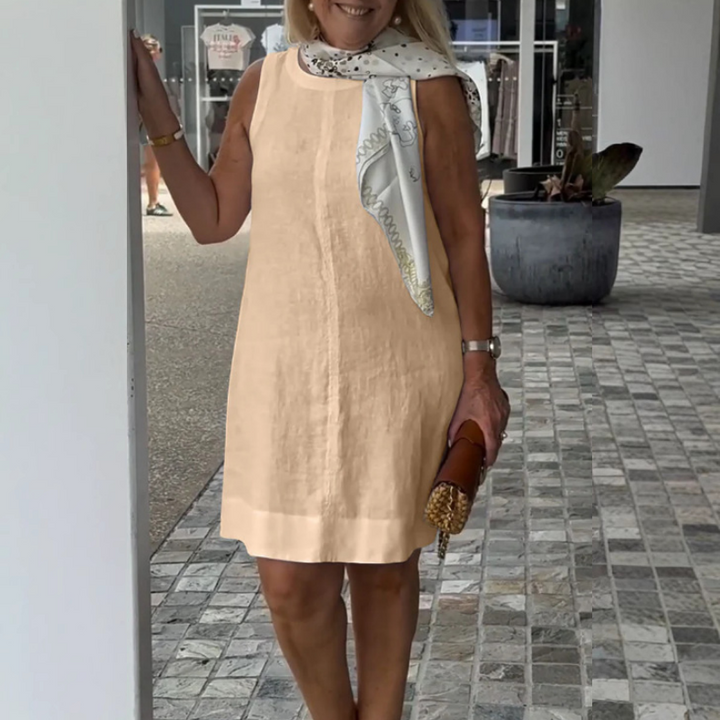 Amie Airy Summer Dress with Round Neckline, view 3 - Elena Harper