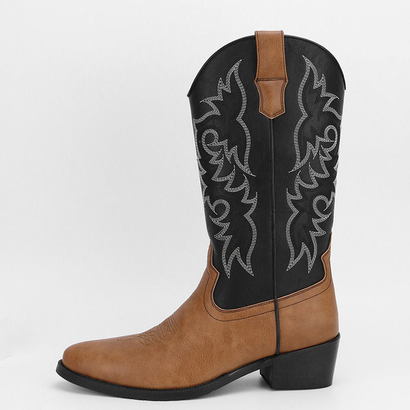 Retro Style Embroidered High Boots for Men - Kervon