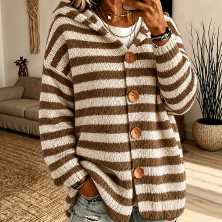 Women's Striped Knit Sweater Casual and Modern, view 2 - Elena Harper