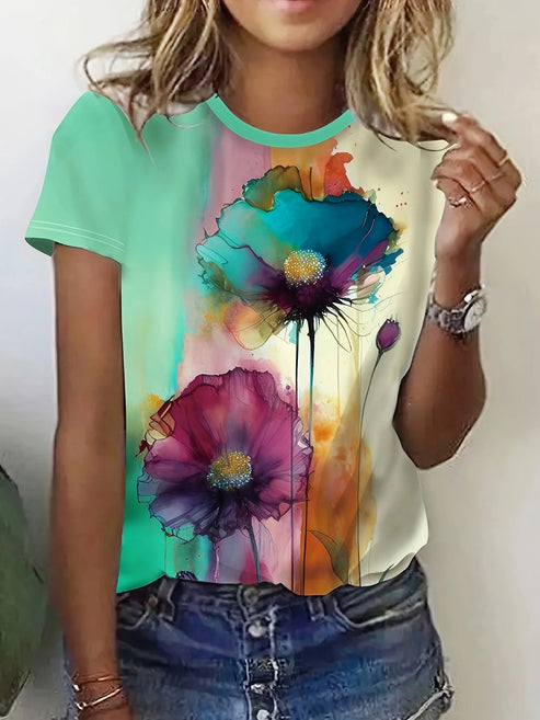 Fabienne - Short Sleeve Floral Print T-Shirt