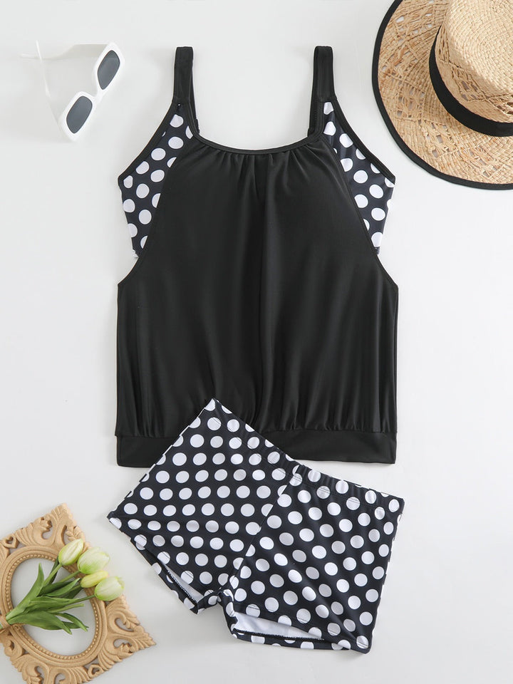 Luija Two-Piece Women's Tankini with Polka Dot Pattern, view 4 - Elena Harper