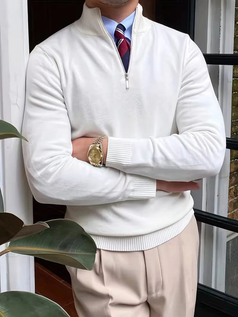 Thomas - Elegant Zip Mock Neck Sweater