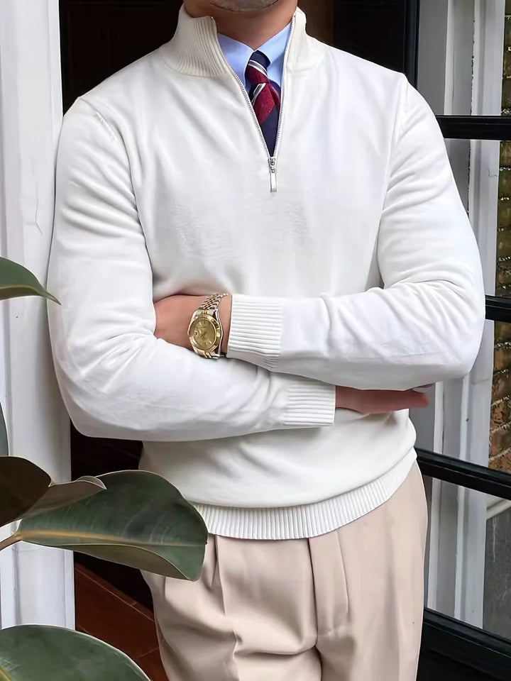 Thomas - Elegant Zip Mock Neck Sweater